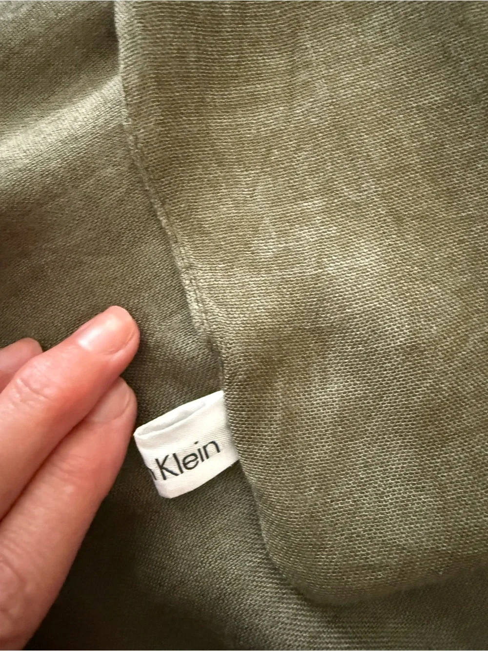 Calvin Klein Olive Green Graphic Sheer Scarf